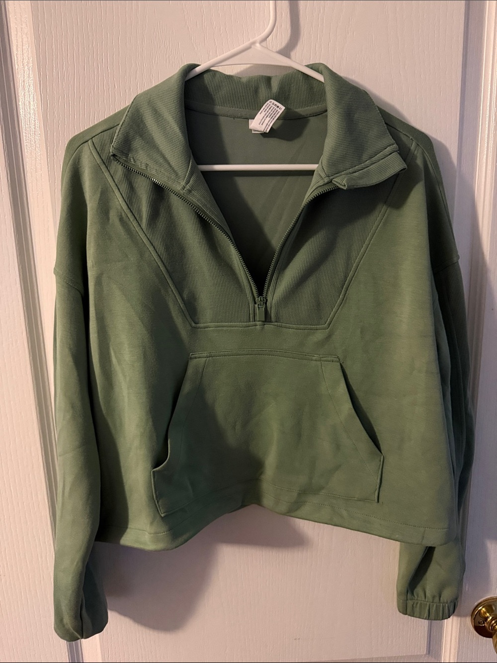 Women's Green Half-Zip Pullover Sweatshirt